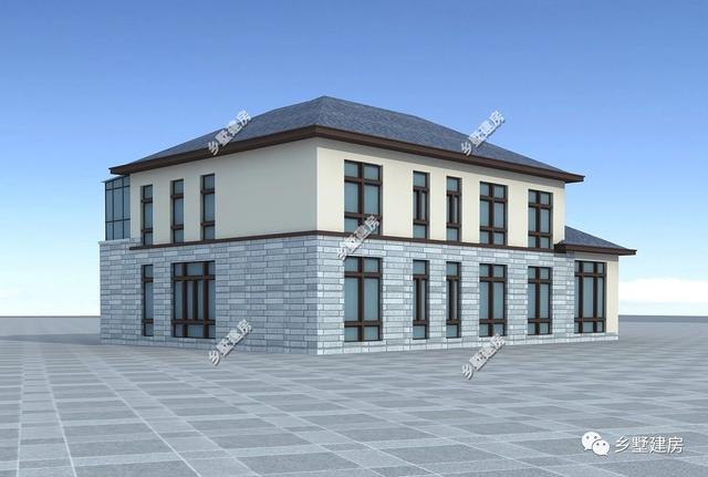 19x13米二層現代別墅設計圖，簡潔大方，帶挑空客廳+獨立式廚房，農村獨一無二