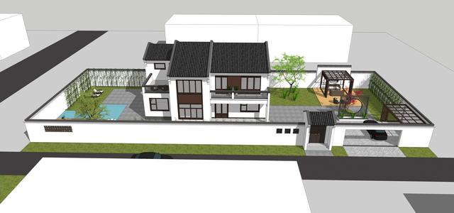 15.3米X11.5米二層新中式別墅設(shè)計圖，帶活動室和健身房，造價40萬，在家也能運動！