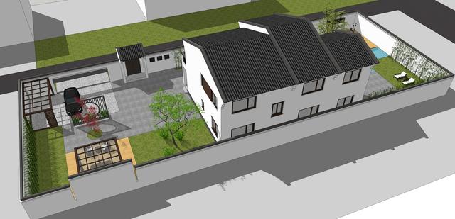 15.3米X11.5米二層新中式別墅設(shè)計圖，帶活動室和健身房，造價40萬，在家也能運動！