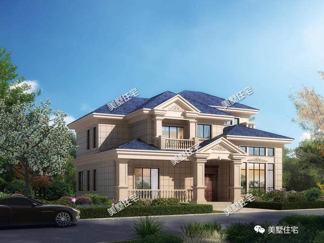 五款開間15米的農村歐式別墅設計圖，第三款帶陽光房，第4款的造價最低，主體造價24萬左右。