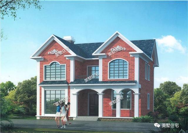 12米X10米小巧雙層磚混簡歐小別墅設計圖，5臥3衛，別致大方，實用！