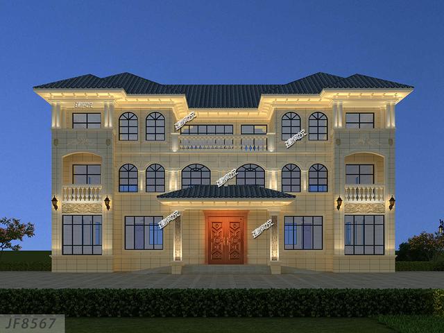 二層兄弟雙拼別墅設(shè)計圖，外型極美極大氣，建在村里，面子十足！