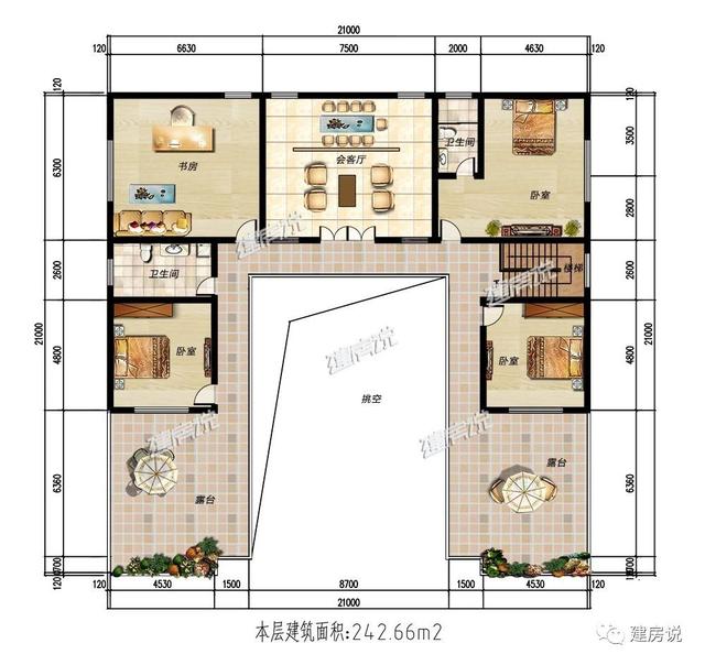 占地444平方米的中式二層別墅設計圖，有庭有院的家，才是我們最理想的居所。