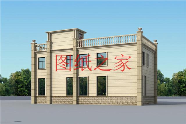 介紹2套大戶型的農村二層平頂別墅圖，充分利用空間，平頂也別有一番風味！