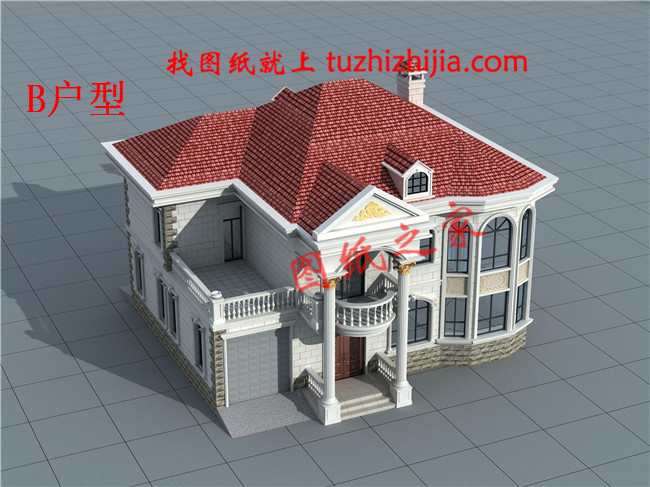 二層樓房圖片及施工圖紙，占地160平米左右，帶車庫