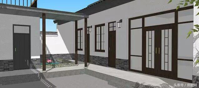 一層新中式別墅設計圖，造型相對簡單，超大露臺設計，這別墅住的太舒心