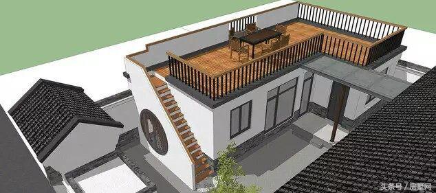 一層新中式別墅設計圖，造型相對簡單，超大露臺設計，這別墅住的太舒心