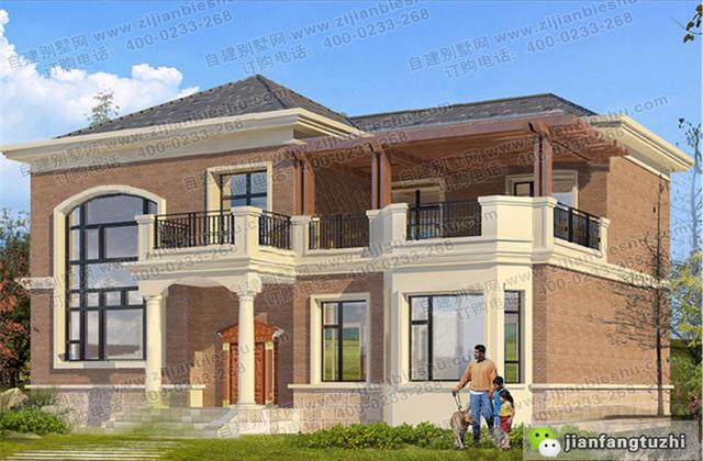 占地面積約150平方米的農村二層自建房，帶挑空客廳+落地窗，清爽大方