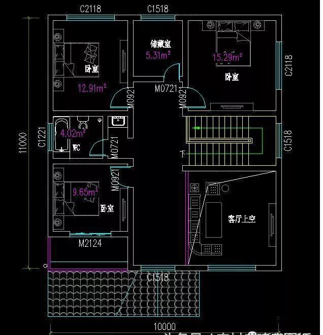 兩棟開間都是10米的二層鄉村別墅設計圖，第一款占地102平米很小巧，功能齊全