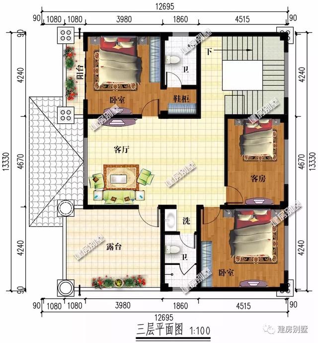 獨(dú)特別墅設(shè)計(jì)圖，廚房餐廳單獨(dú)建，讓您遠(yuǎn)離油煙