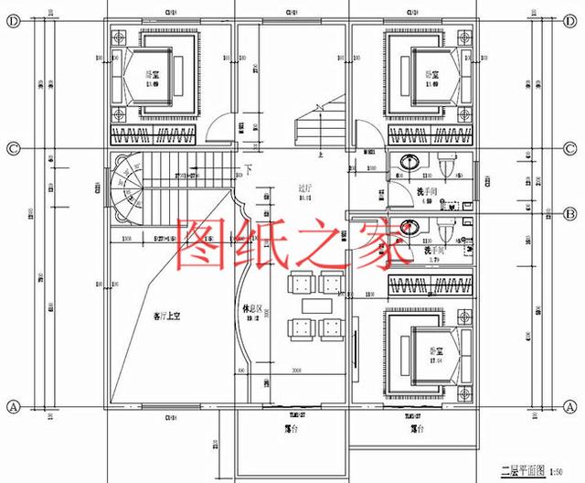 多臥室的三層別墅設計圖，挑空設計，給您溫馨舒適的享受!