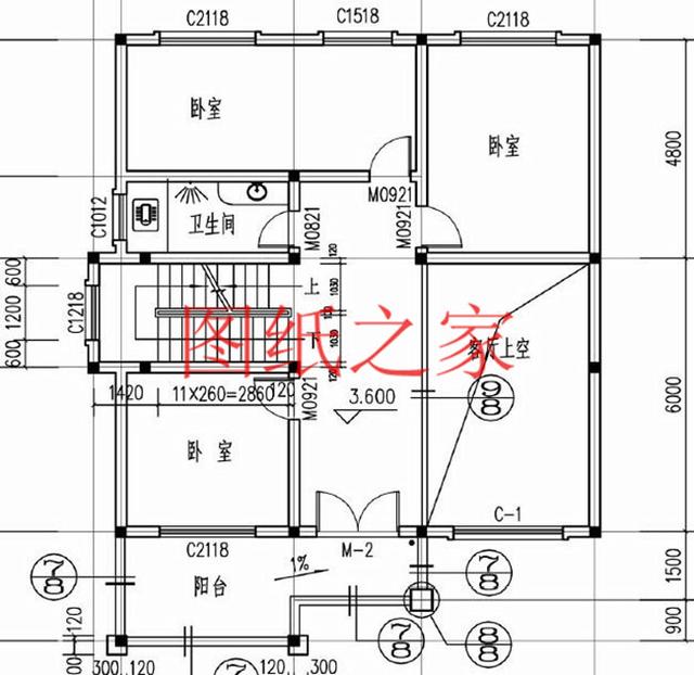 多臥室的三層別墅設計圖，挑空設計，給您溫馨舒適的享受!