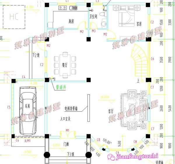 13x15米鄉(xiāng)村三層復(fù)式別墅設(shè)計圖，供您參考