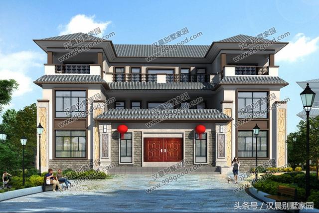 新中式別墅設計圖，古樸與現代并存，新穎霸氣！