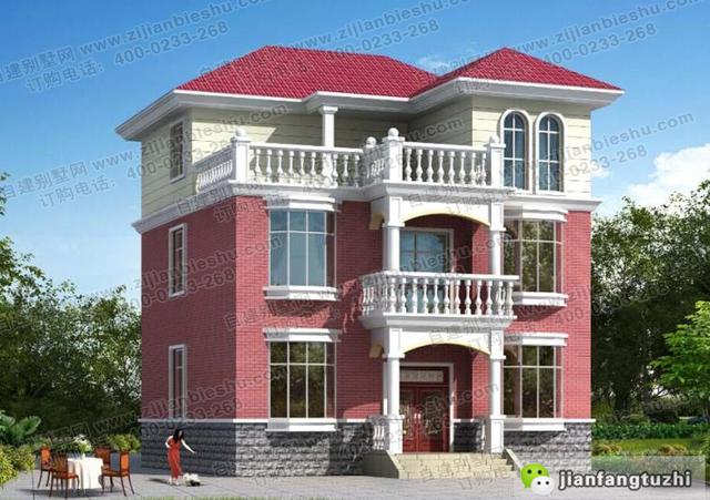 三層農村自建房：10×11米3廳8臥帶露臺