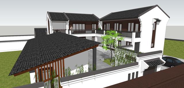 新中式民俗別墅設計圖，可用于民宿，也可商用。