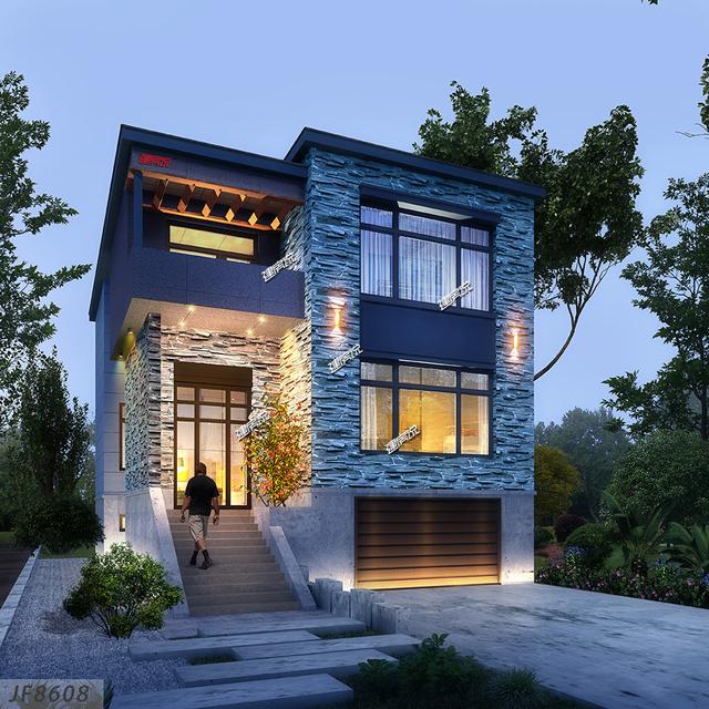 小占地別墅設計圖，外觀時尚新潮，還有地下車庫哦！