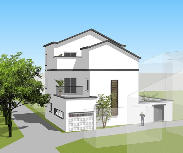 新中式別墅設計圖，三層鄉村復古別墅。