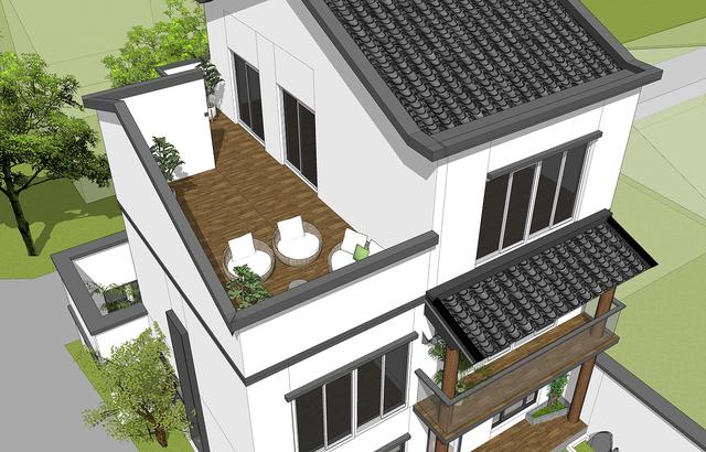 新中式別墅設計圖，三層鄉村復古別墅。