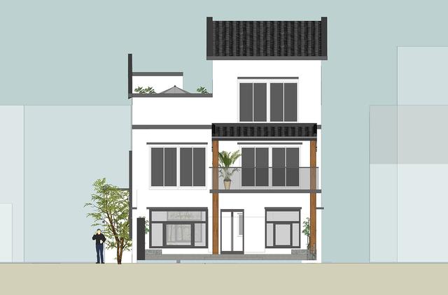 新中式別墅設計圖，三層鄉村復古別墅。