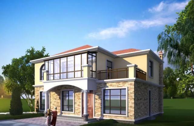 時尚經典的二層自建房，陽光房+大露臺，整體美觀新穎。