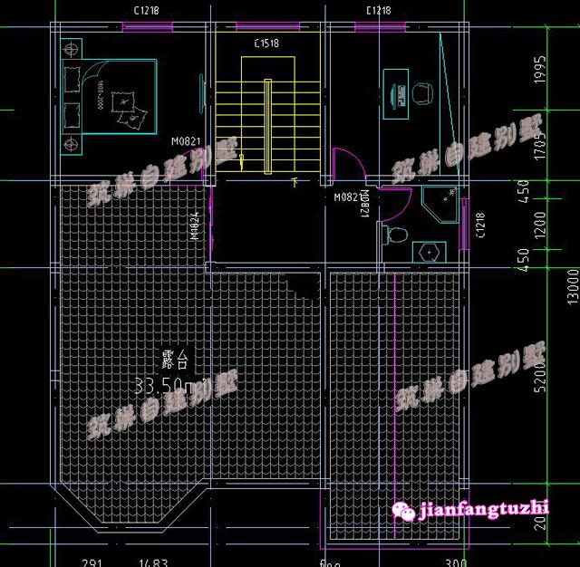 實用四層農(nóng)村別墅設(shè)計圖，10x13米2廳9臥，空間利用高。