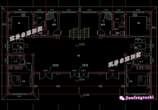 大開間二層半三層雙拼別墅設計圖，豪華兼實用。