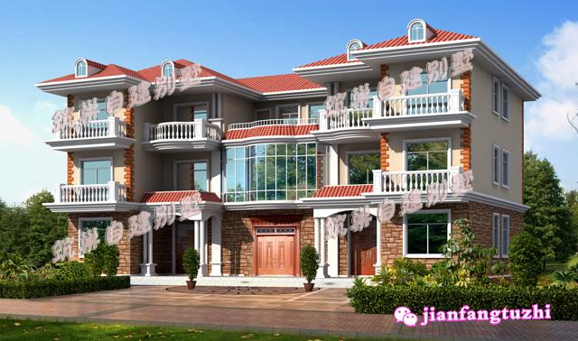 大開間二層半三層雙拼別墅設計圖，豪華兼實用。