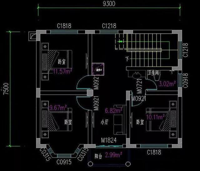 兩層小戶型別墅設計圖，五室兩廳功能齊全。