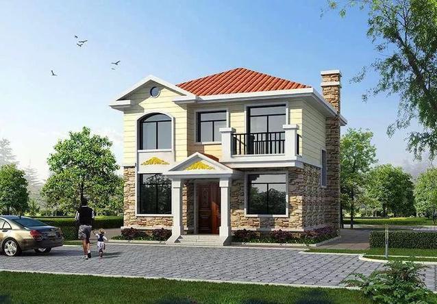 兩層小戶型別墅設計圖，五室兩廳功能齊全。