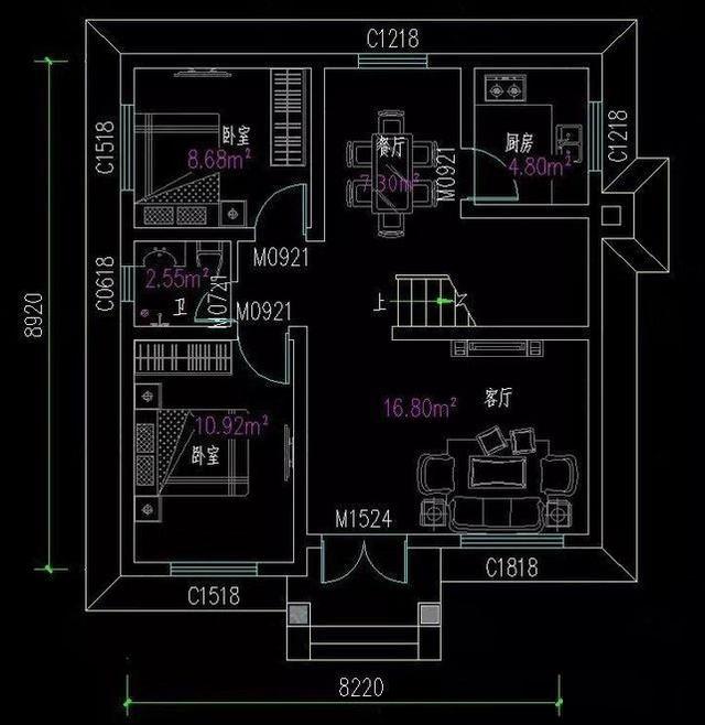 兩層小戶型別墅設計圖，五室兩廳功能齊全。