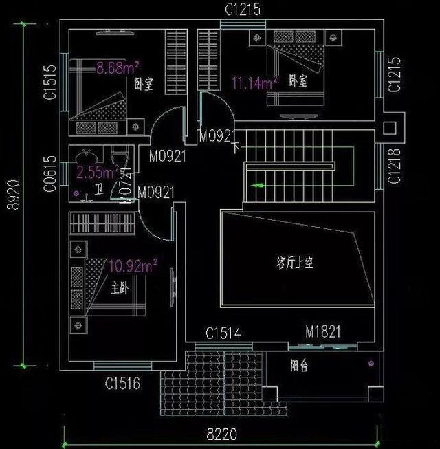 兩層小戶型別墅設計圖，五室兩廳功能齊全。