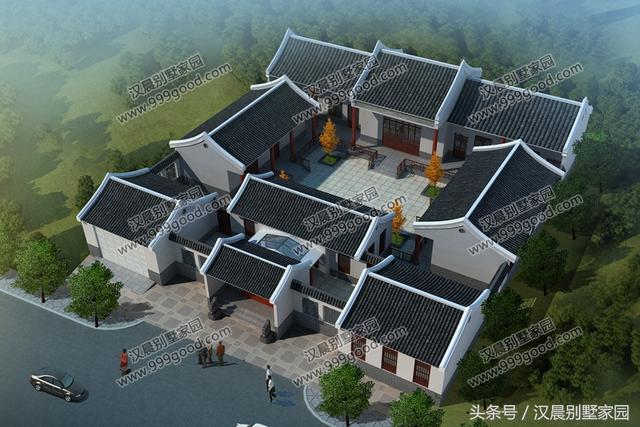 農(nóng)村四合院別墅設(shè)計(jì)圖，古香古氣，典雅而不失新穎。