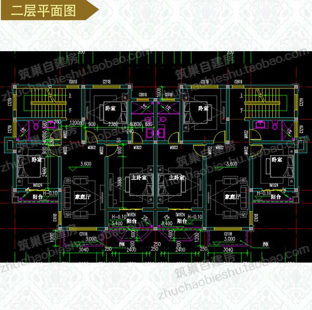 2套實用美觀二層雙拼別墅設計圖，第一套造價40W，第二套23W.