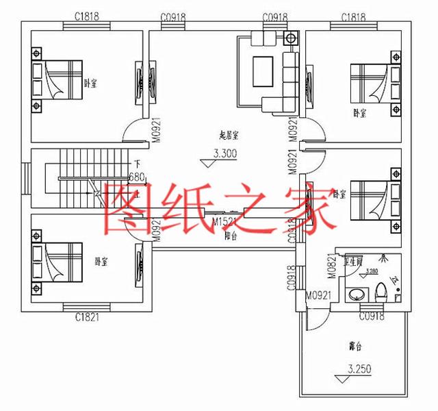 大戶型二層別墅設計圖，經濟實惠、簡單大氣，適合大家族居住。