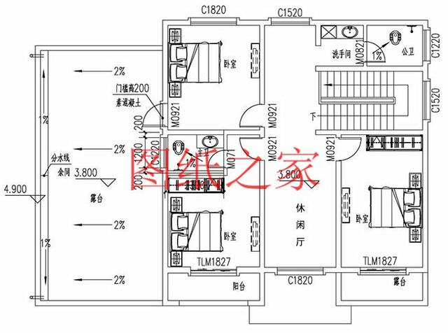 大戶型二層別墅設計圖，經濟實惠、簡單大氣，適合大家族居住。