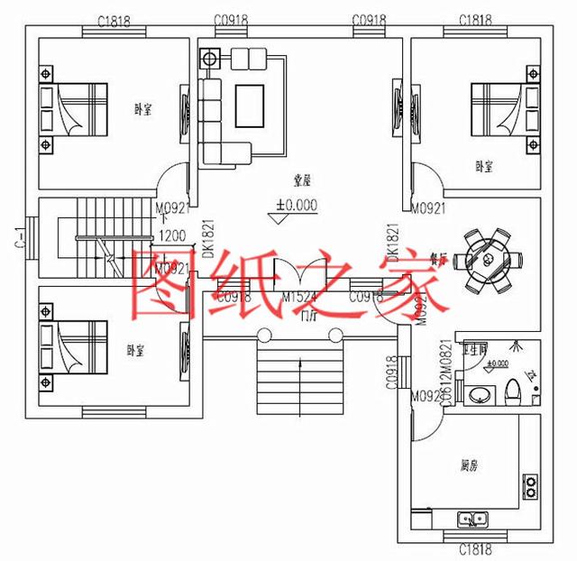 大戶型二層別墅設計圖，經濟實惠、簡單大氣，適合大家族居住。