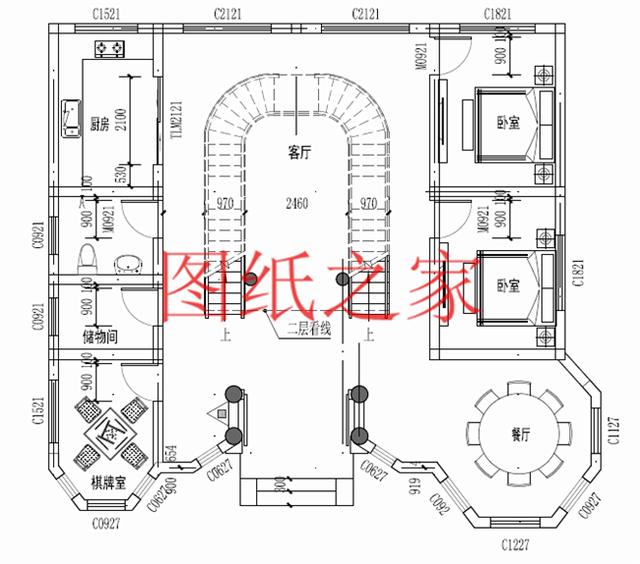 大戶型二層別墅設計圖，經濟實惠、簡單大氣，適合大家族居住。