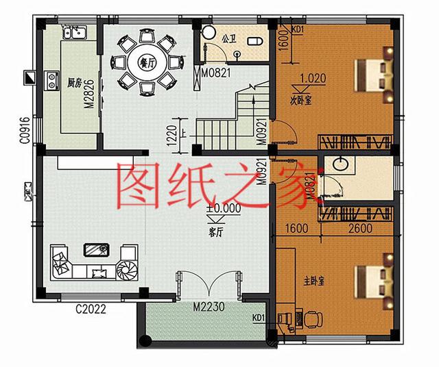 漂亮實用的農村三層別墅設計圖，130平7個臥室。