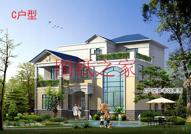 漂亮實用的農村三層別墅設計圖，130平7個臥室。