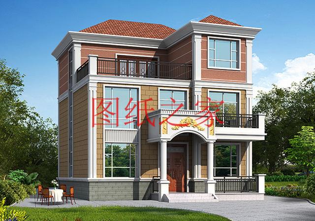 漂亮實用的農村三層別墅設計圖，130平7個臥室。