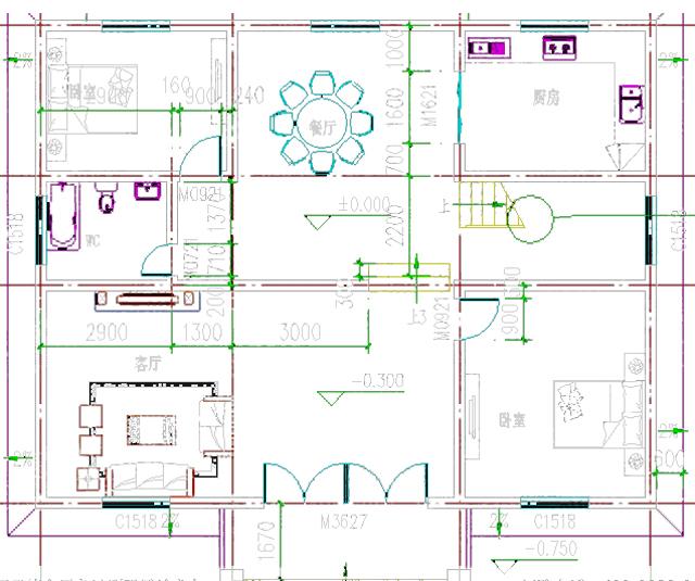 斜屋頂二層小別墅設計圖，150平米左右13x11米帶陽臺。
