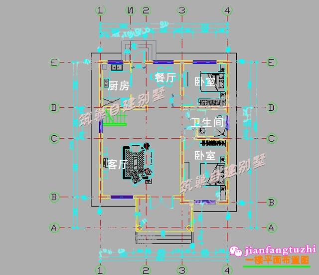 流行經典別墅戶型設計圖，130平米，造價低廉。