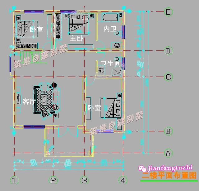 流行經典別墅戶型設計圖，130平米，造價低廉。