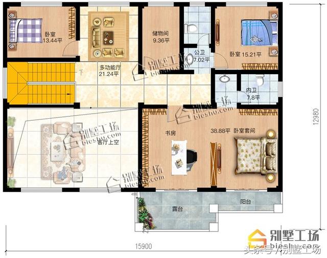 二層簡歐農村自建房，復式客廳大落地窗，您值得擁有。