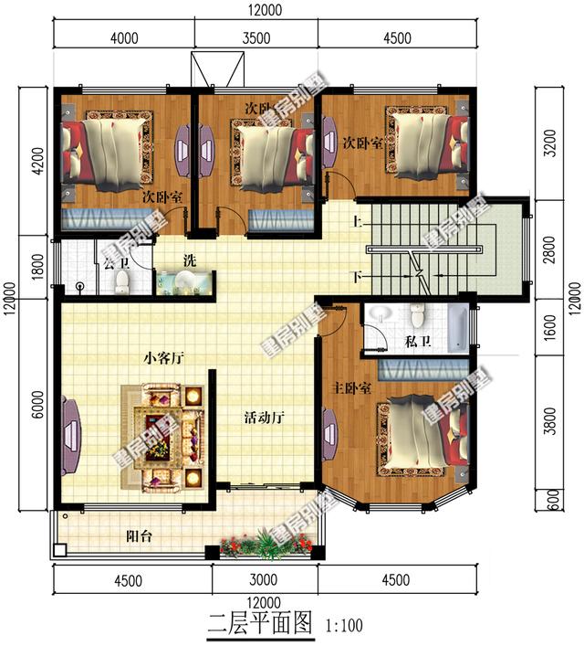 12x12三層別墅設(shè)計(jì)圖，鄉(xiāng)村景致與現(xiàn)代別墅融合的經(jīng)典畫卷。