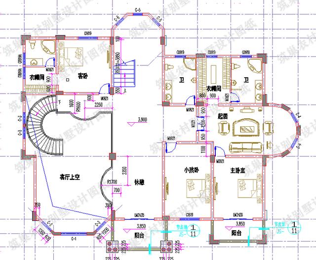 3款帶旋轉樓梯復式別墅設計圖，豪華與實用共存，您值得建造。