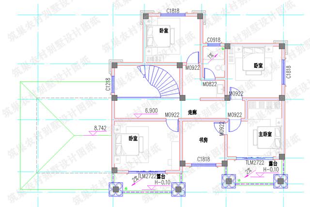 3款帶旋轉樓梯復式別墅設計圖，豪華與實用共存，您值得建造。