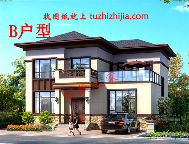 新中式120平米農村20萬元二層小樓圖,外觀柔和而雅致