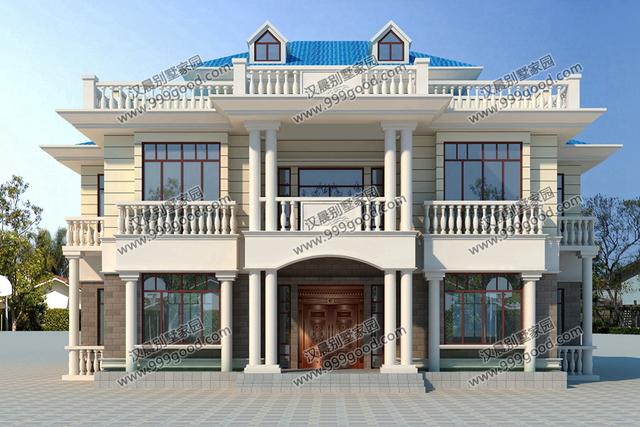 分享一棟雙拼別墅設計圖，村里的地標建筑。